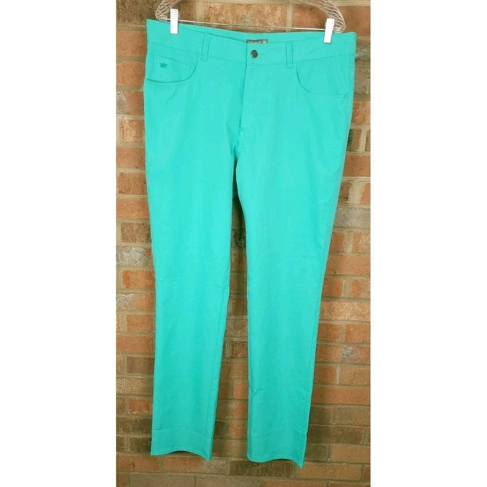 Peter Millar EB66 Mens Golf Pants 36x34 Teal Green Crown Sport Straight Leg